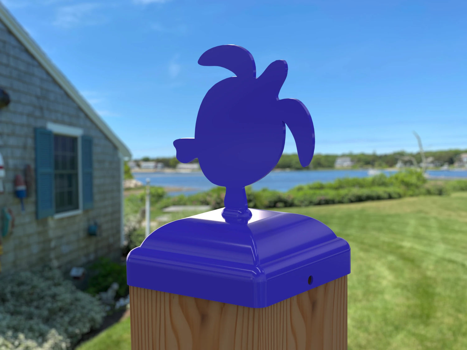 Sea Turtle Fence Post Cap (Multiple Post Sizes Available) - Madison Iron and Wood