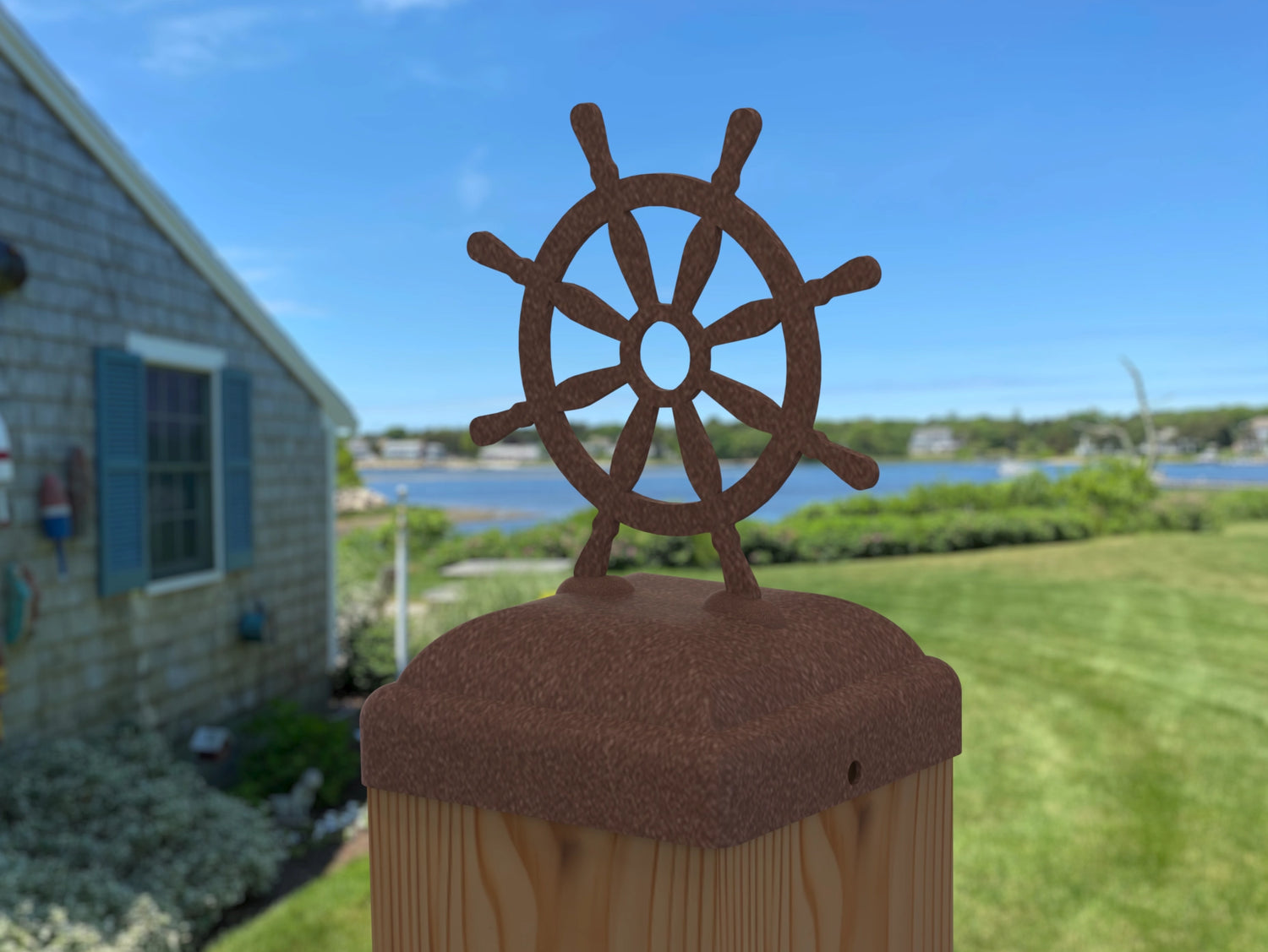 Ship Wheel Post Cap (Multiple Post Sizes Available)