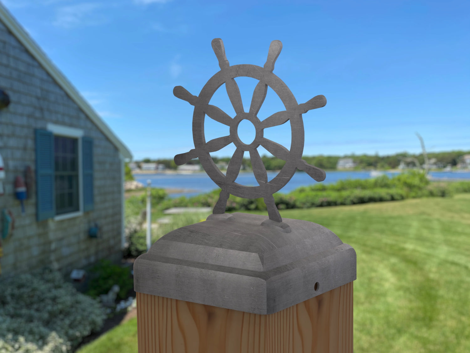 Ship Wheel Post Cap (Multiple Post Sizes Available)