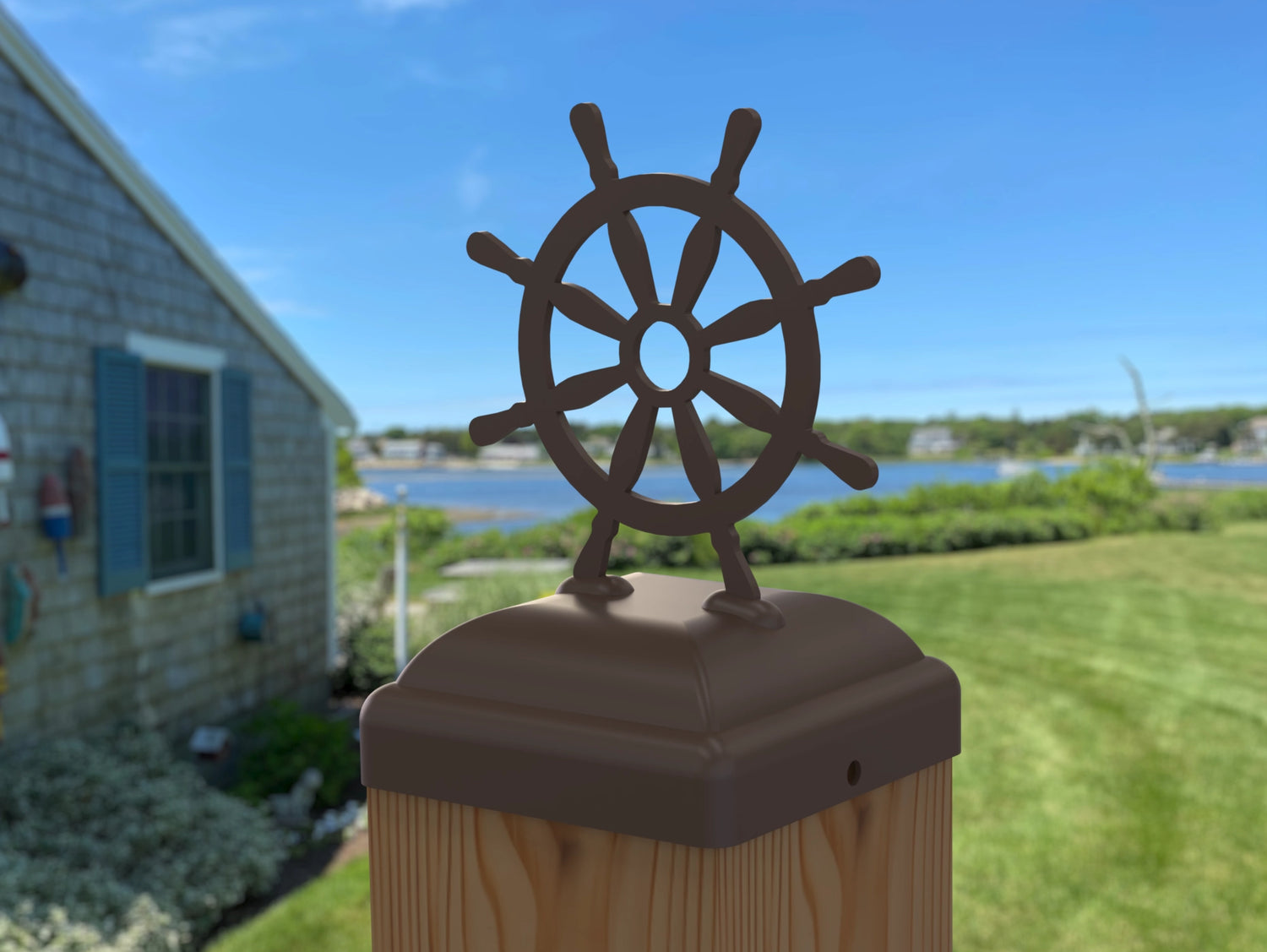 Ship Wheel Post Cap (Multiple Post Sizes Available)