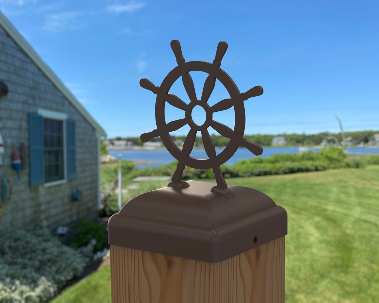 Ship Wheel Post Cap (Multiple Post Sizes Available)