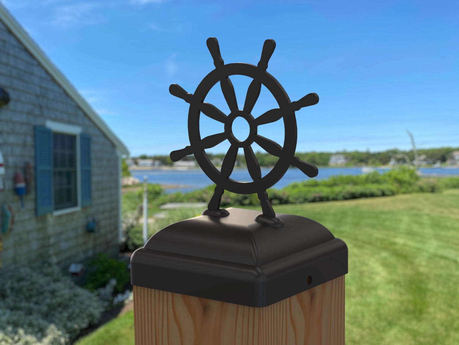 Ship Wheel Post Cap (Multiple Post Sizes Available)