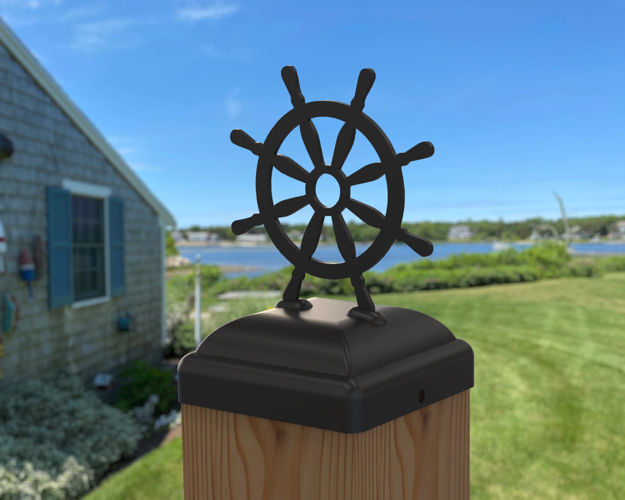 Ship Wheel Post Cap (Multiple Post Sizes Available)