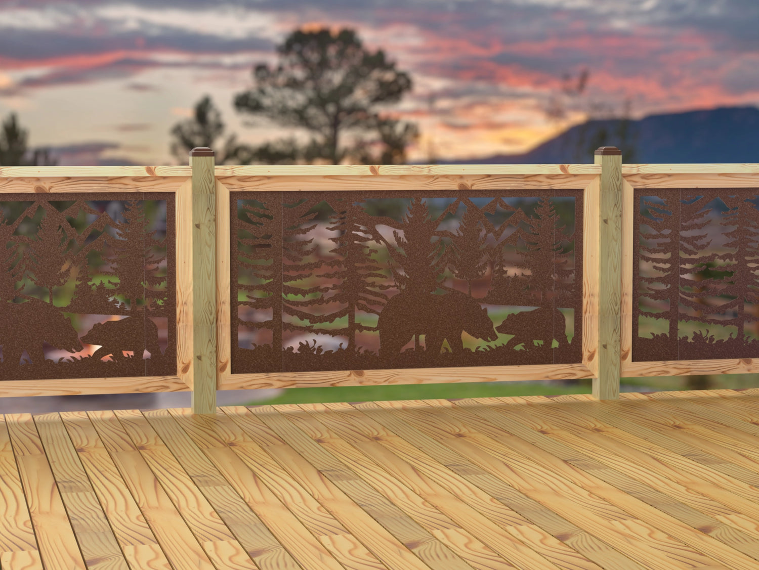 60"x30" - Bear Landscape Fence/Gate Panel Insert - Madison Iron and Wood