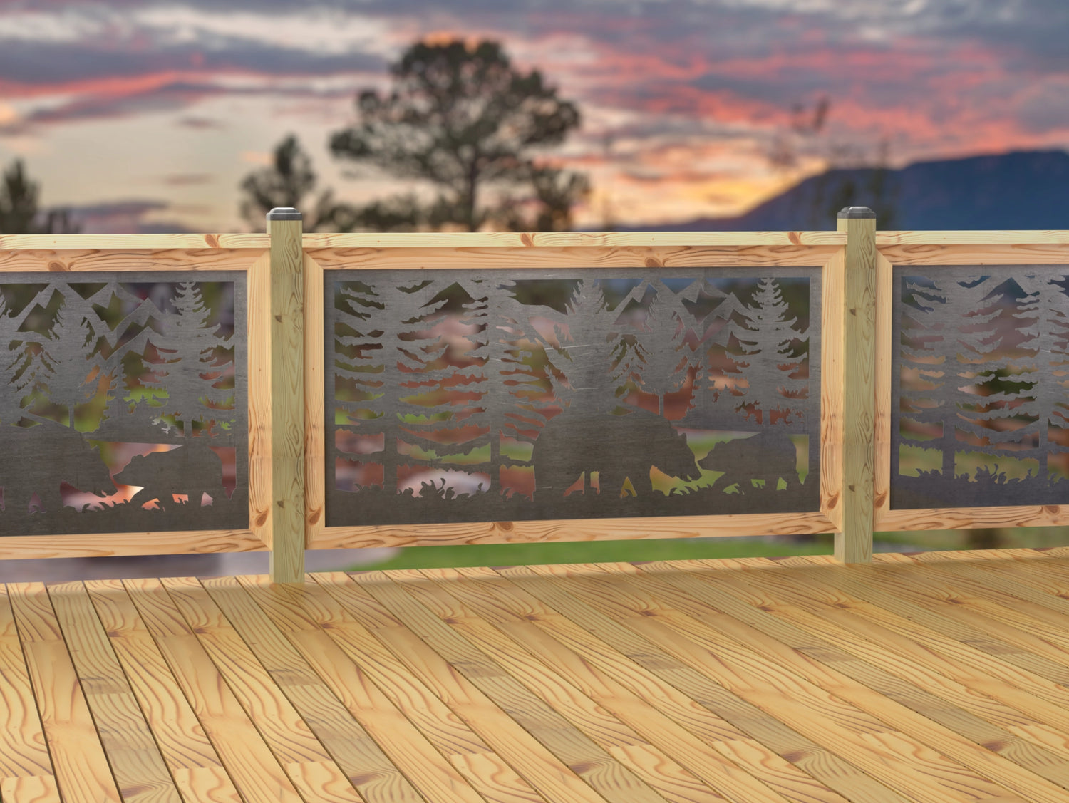 60"x30" - Bear Landscape Fence/Gate Panel Insert - Madison Iron and Wood