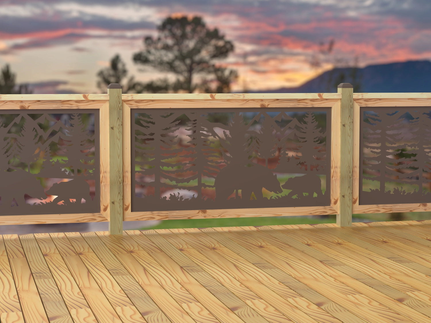 60"x30" - Bear Landscape Fence/Gate Panel Insert - Madison Iron and Wood