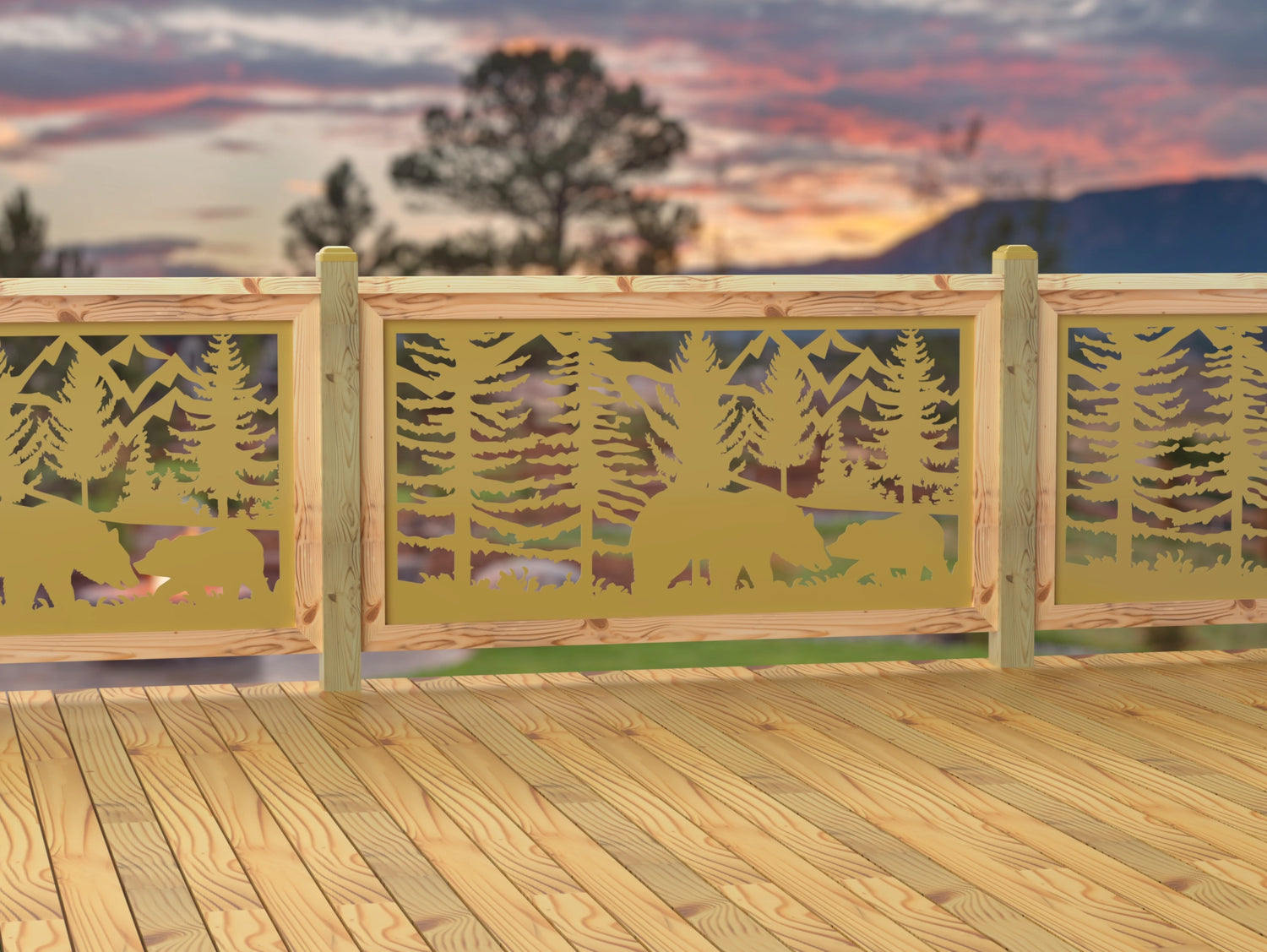 60"x30" - Bear Landscape Fence/Gate Panel Insert - Madison Iron and Wood