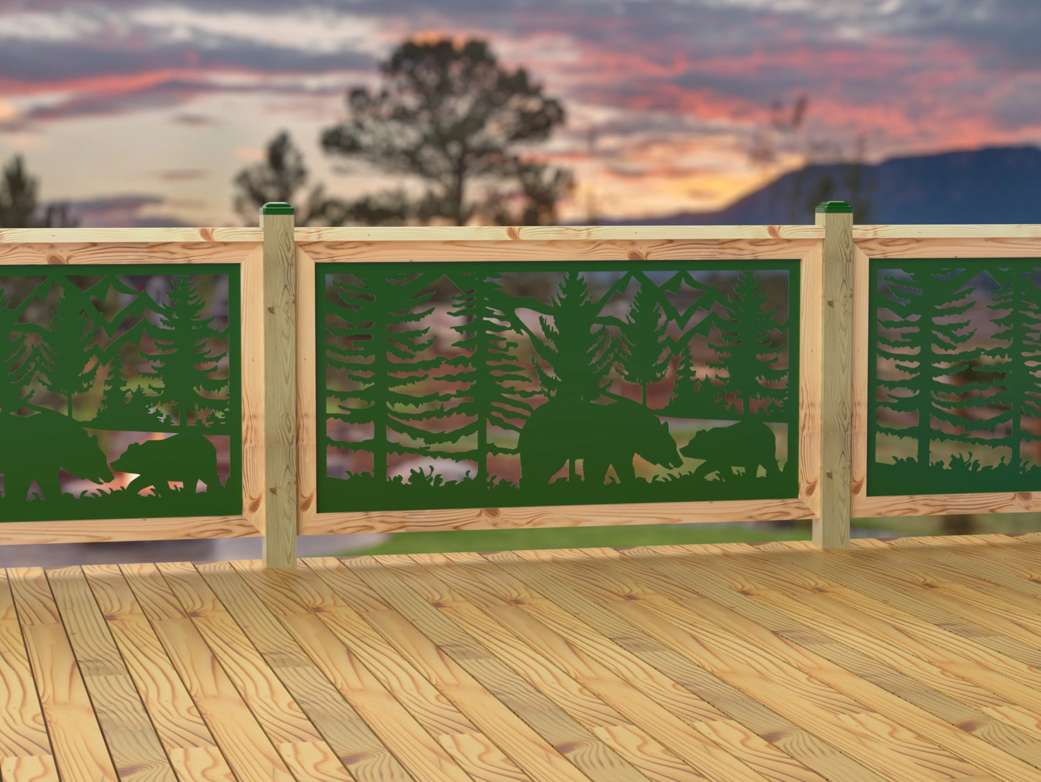 60"x30" - Bear Landscape Fence/Gate Panel Insert - Madison Iron and Wood