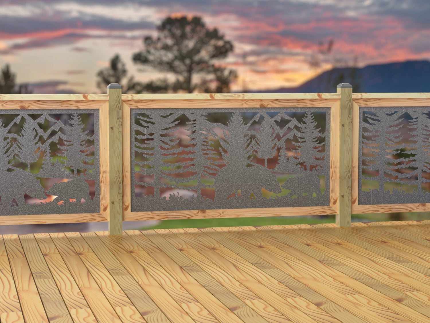 60"x30" - Bear Landscape Fence/Gate Panel Insert - Madison Iron and Wood