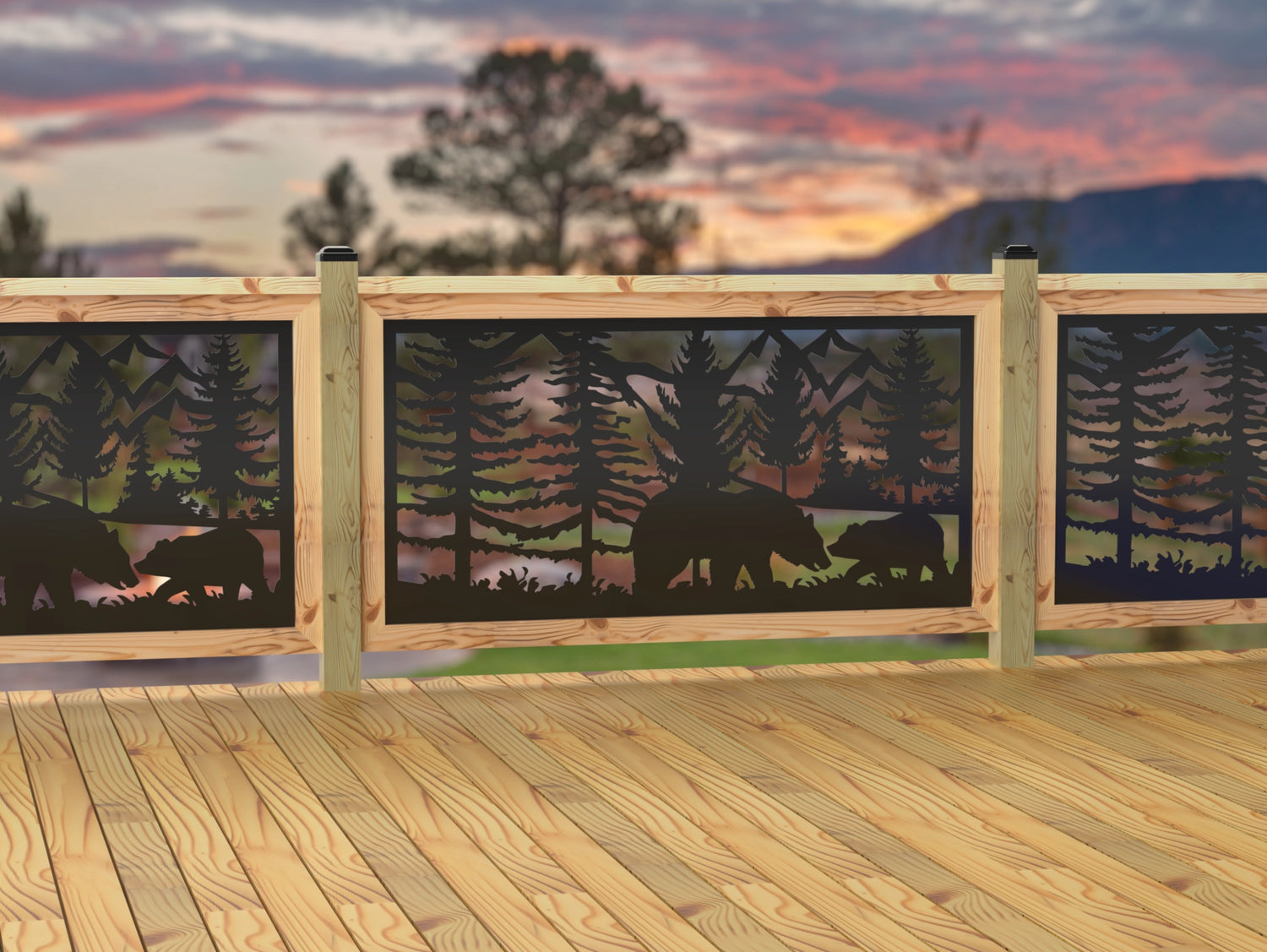 60"x30" - Bear Landscape Fence/Gate Panel Insert - Madison Iron and Wood
