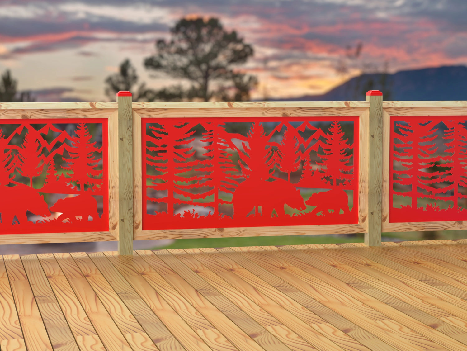 60"x30" - Bear Landscape Fence/Gate Panel Insert - Madison Iron and Wood