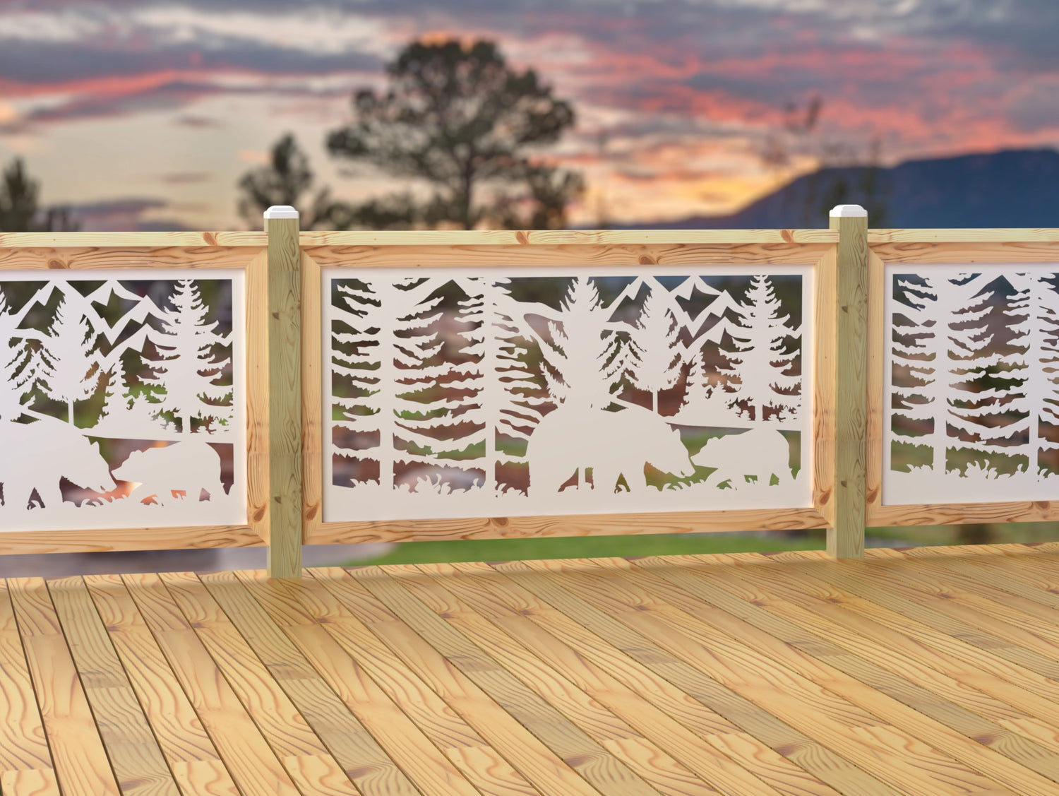 60"x30" - Bear Landscape Fence/Gate Panel Insert - Madison Iron and Wood