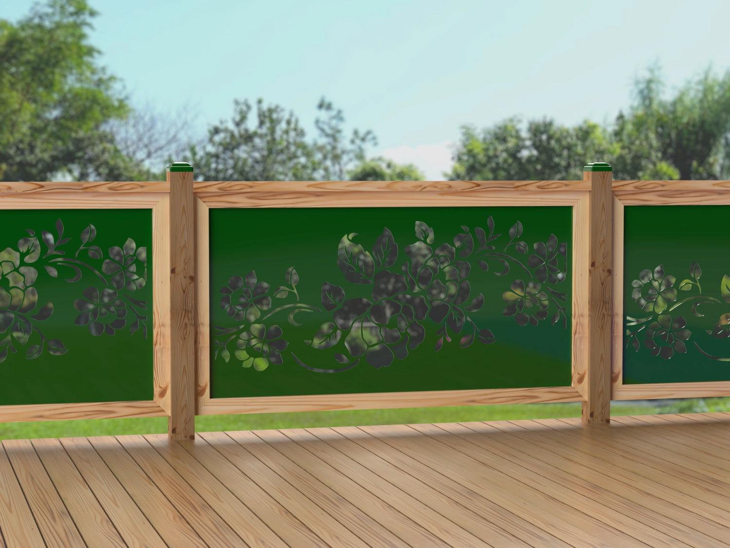 60"x30" - Floral Design Fence/Gate Panel Insert - Madison Iron and Wood