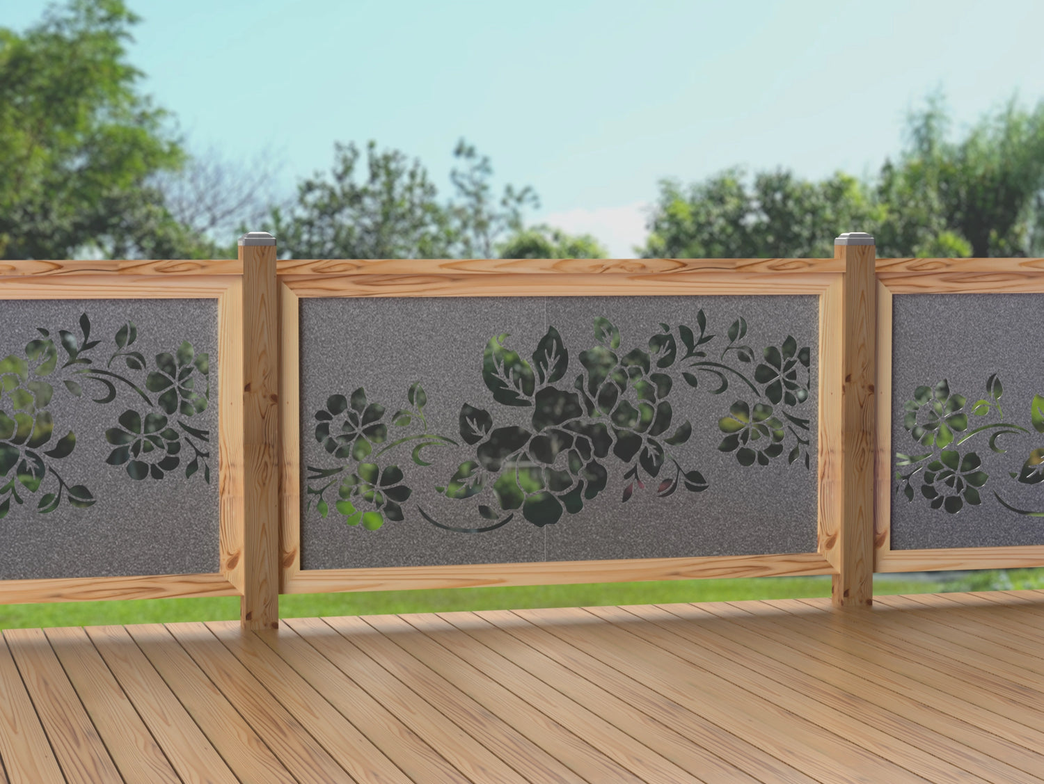 60"x30" - Floral Design Fence/Gate Panel Insert - Madison Iron and Wood