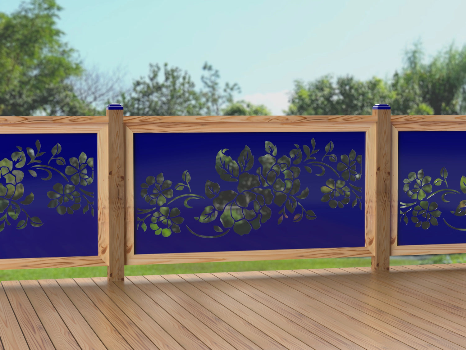 60"x30" - Floral Design Fence/Gate Panel Insert - Madison Iron and Wood