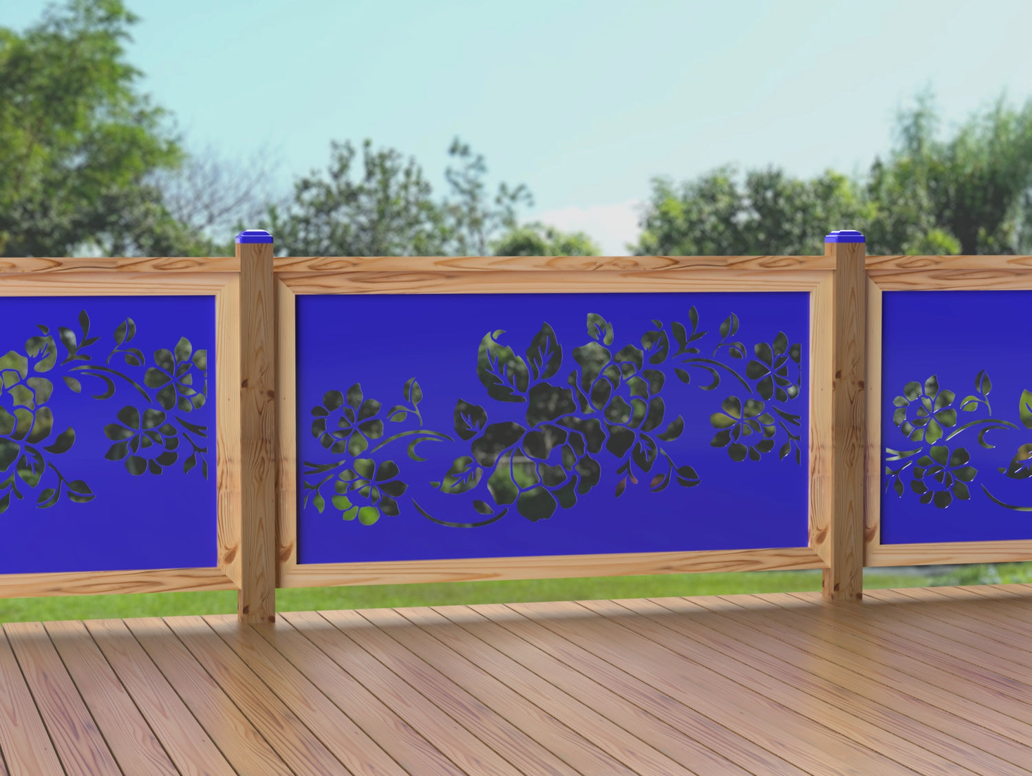 60"x30" - Floral Design Fence/Gate Panel Insert - Madison Iron and Wood