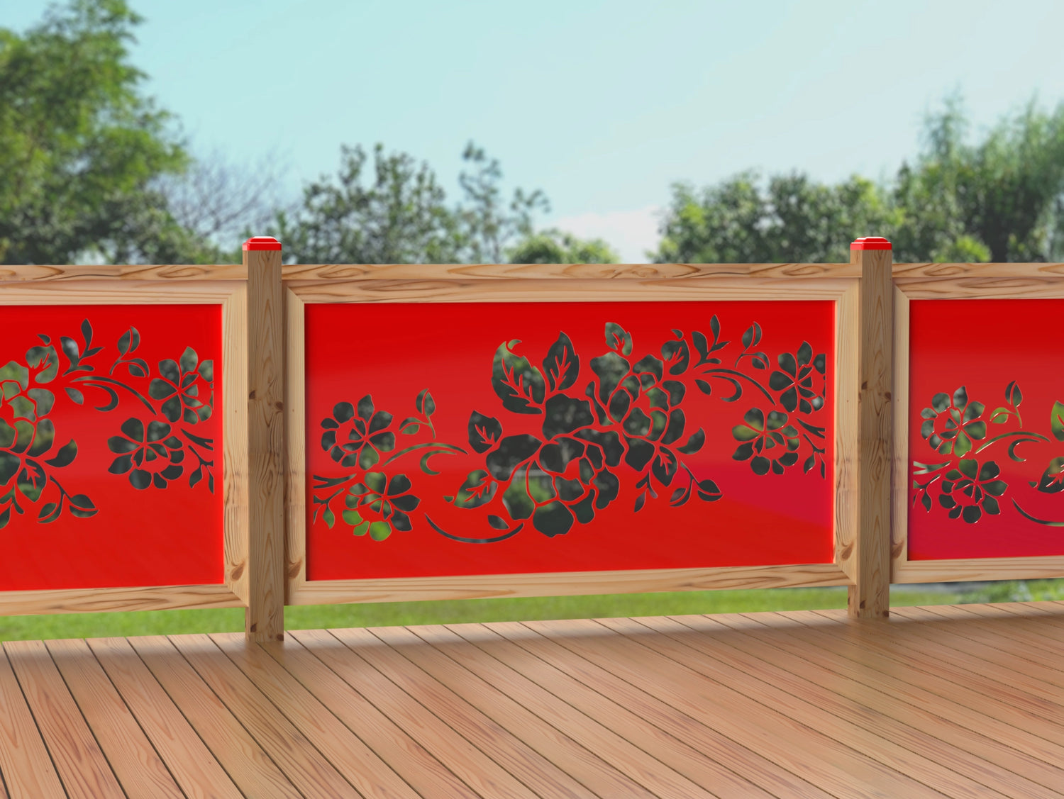 60"x30" - Floral Design Fence/Gate Panel Insert - Madison Iron and Wood