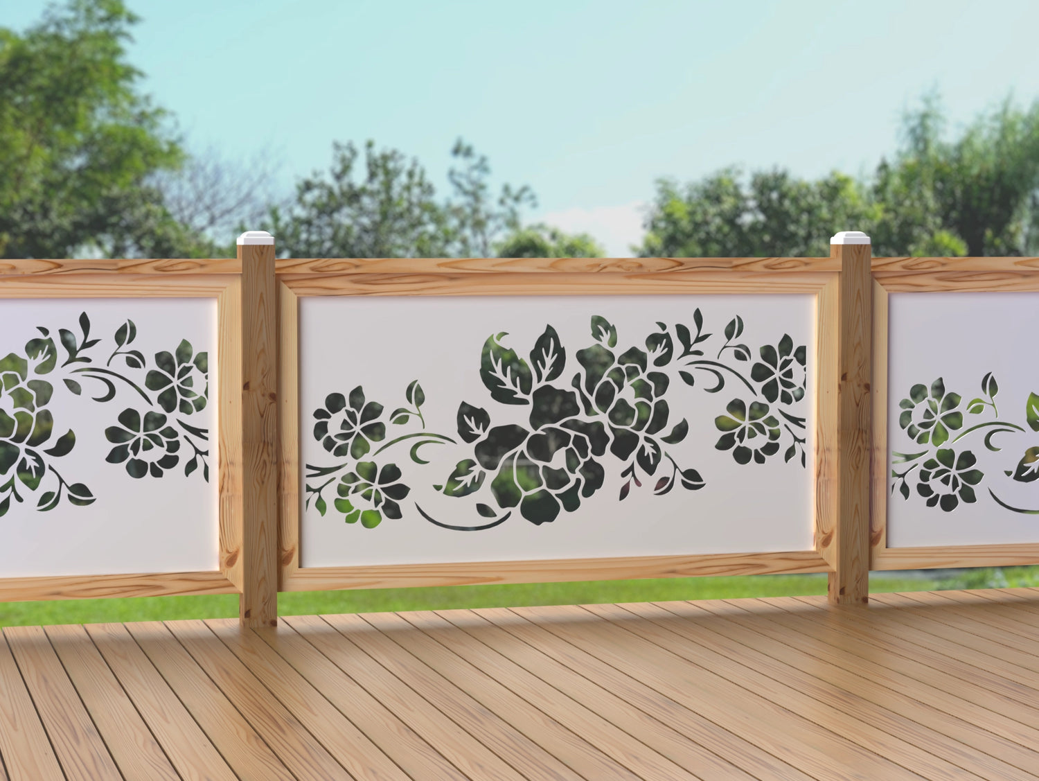 60"x30" - Floral Design Fence/Gate Panel Insert - Madison Iron and Wood