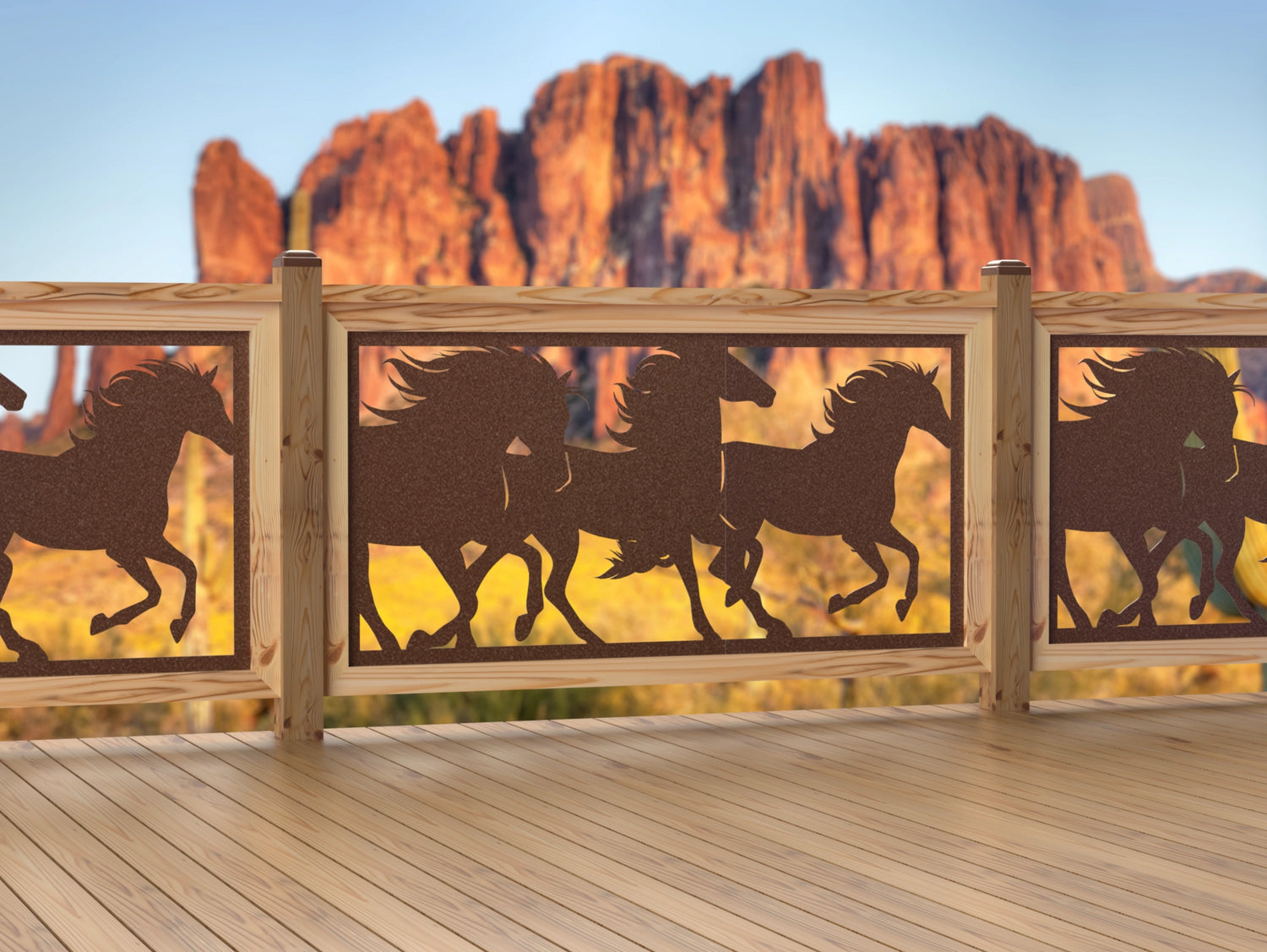 60"x30" - Horses Running Fence/Gate Panel Insert - Madison Iron and Wood