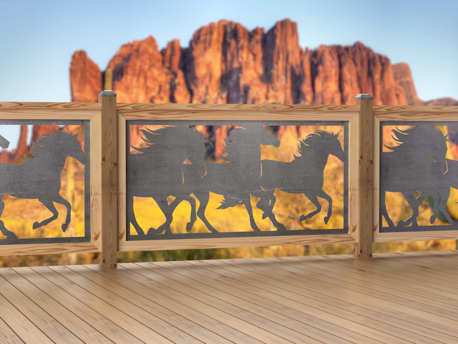 60"x30" - Horses Running Fence/Gate Panel Insert - Madison Iron and Wood