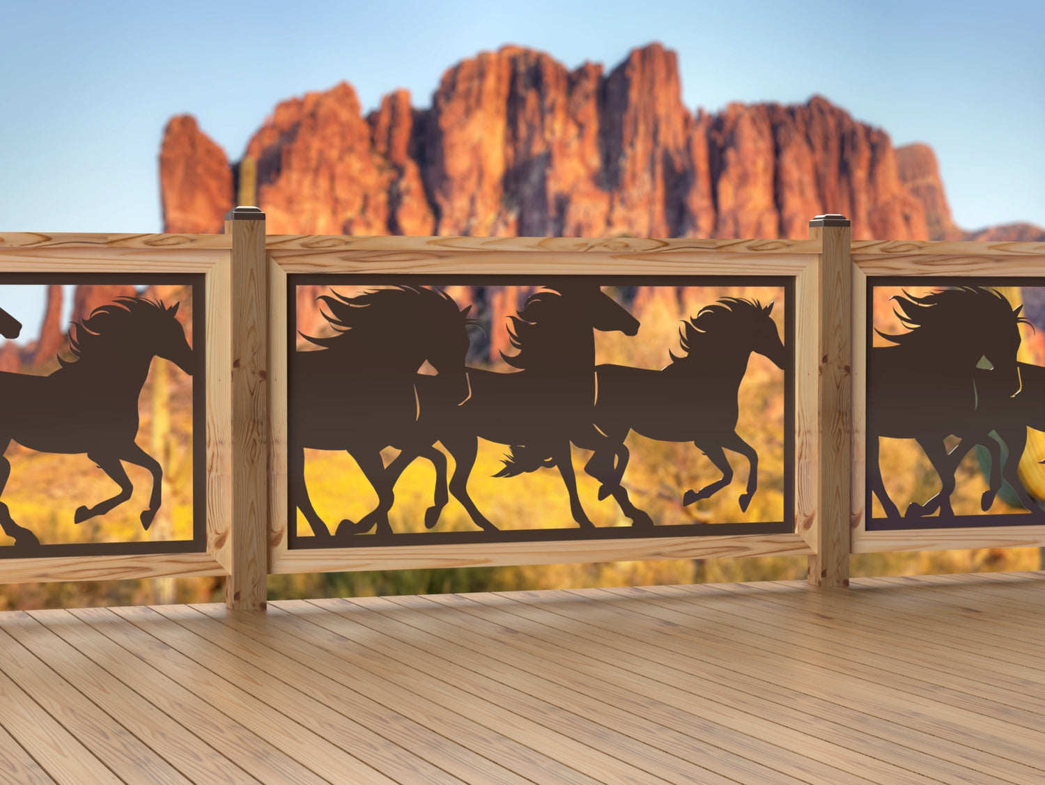 60"x30" - Horses Running Fence/Gate Panel Insert - Madison Iron and Wood