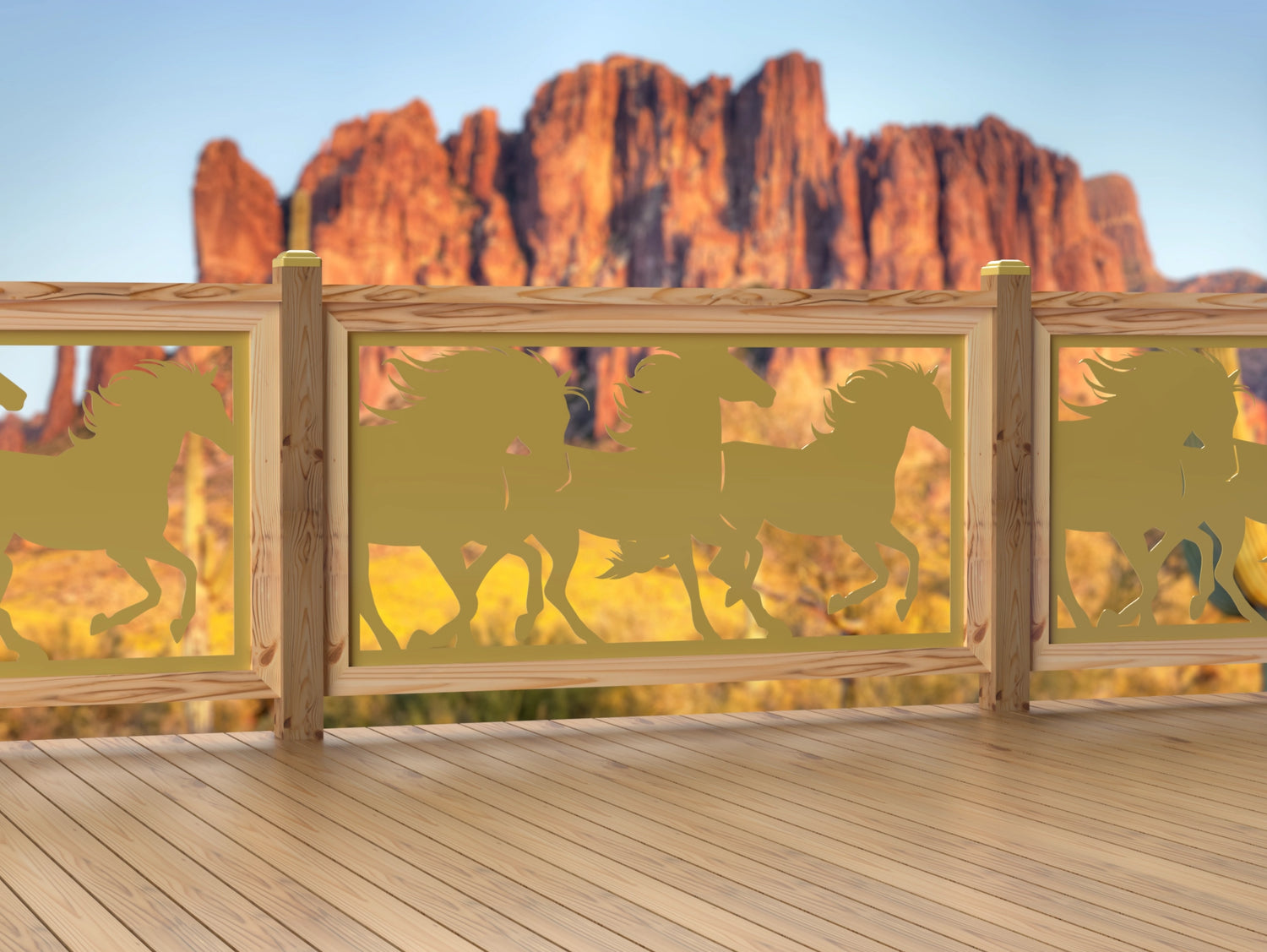 60"x30" - Horses Running Fence/Gate Panel Insert - Madison Iron and Wood