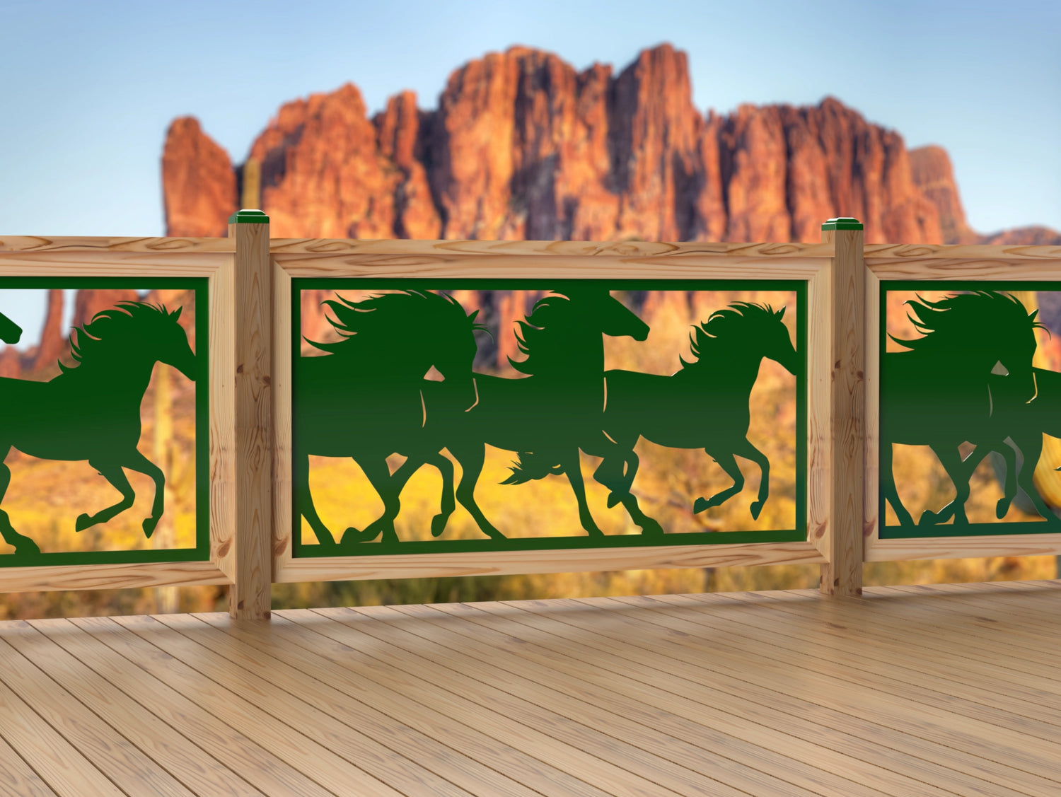 60"x30" - Horses Running Fence/Gate Panel Insert - Madison Iron and Wood