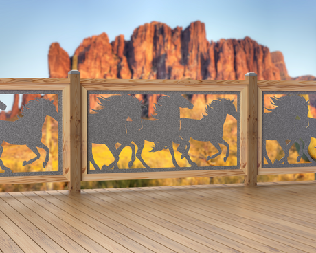 60"x30" - Horses Running Fence/Gate Panel Insert - Madison Iron and Wood