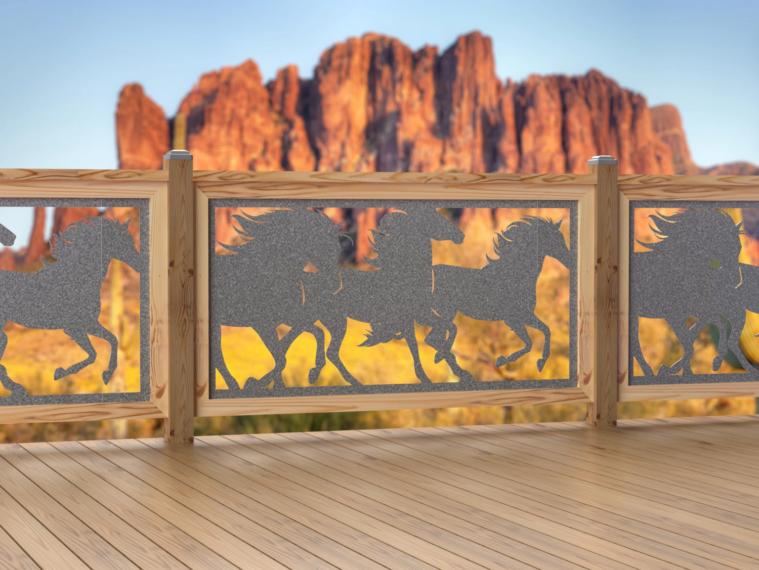 60"x30" - Horses Running Fence/Gate Panel Insert - Madison Iron and Wood