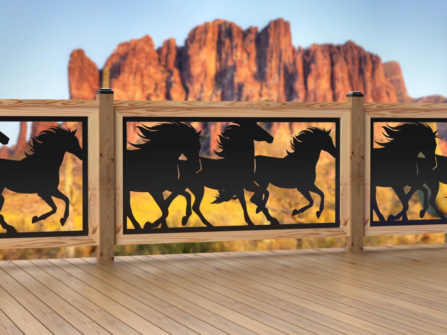 60"x30" - Horses Running Fence/Gate Panel Insert - Madison Iron and Wood