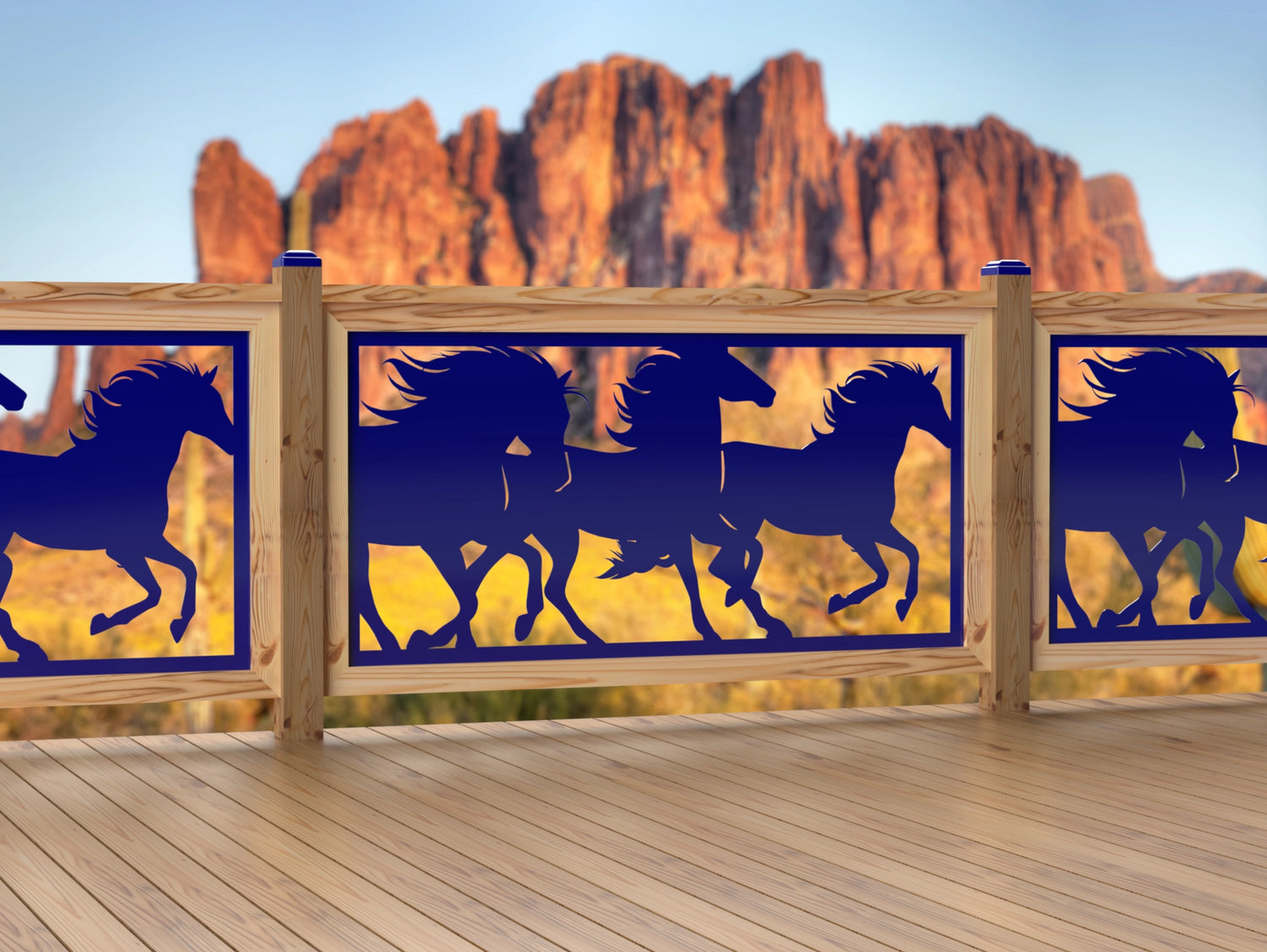 60"x30" - Horses Running Fence/Gate Panel Insert - Madison Iron and Wood