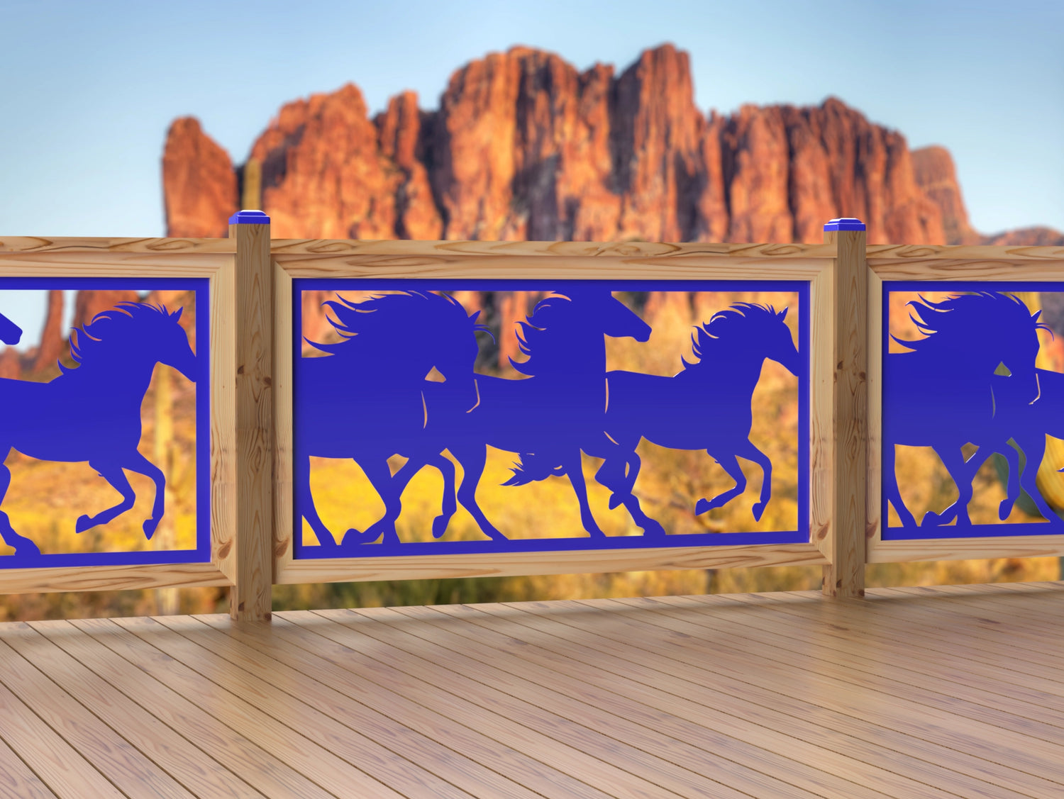 60"x30" - Horses Running Fence/Gate Panel Insert - Madison Iron and Wood