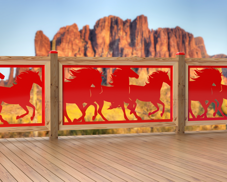 60"x30" - Horses Running Fence/Gate Panel Insert - Madison Iron and Wood