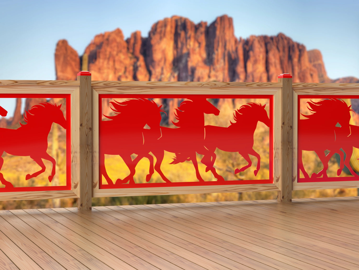 60"x30" - Horses Running Fence/Gate Panel Insert - Madison Iron and Wood