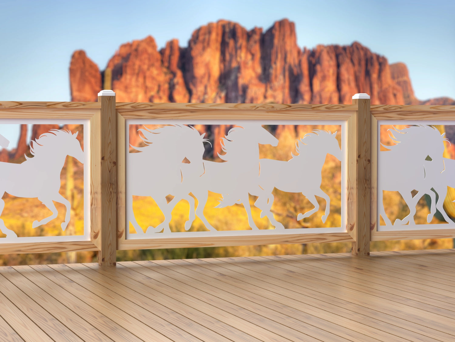 60"x30" - Horses Running Fence/Gate Panel Insert - Madison Iron and Wood