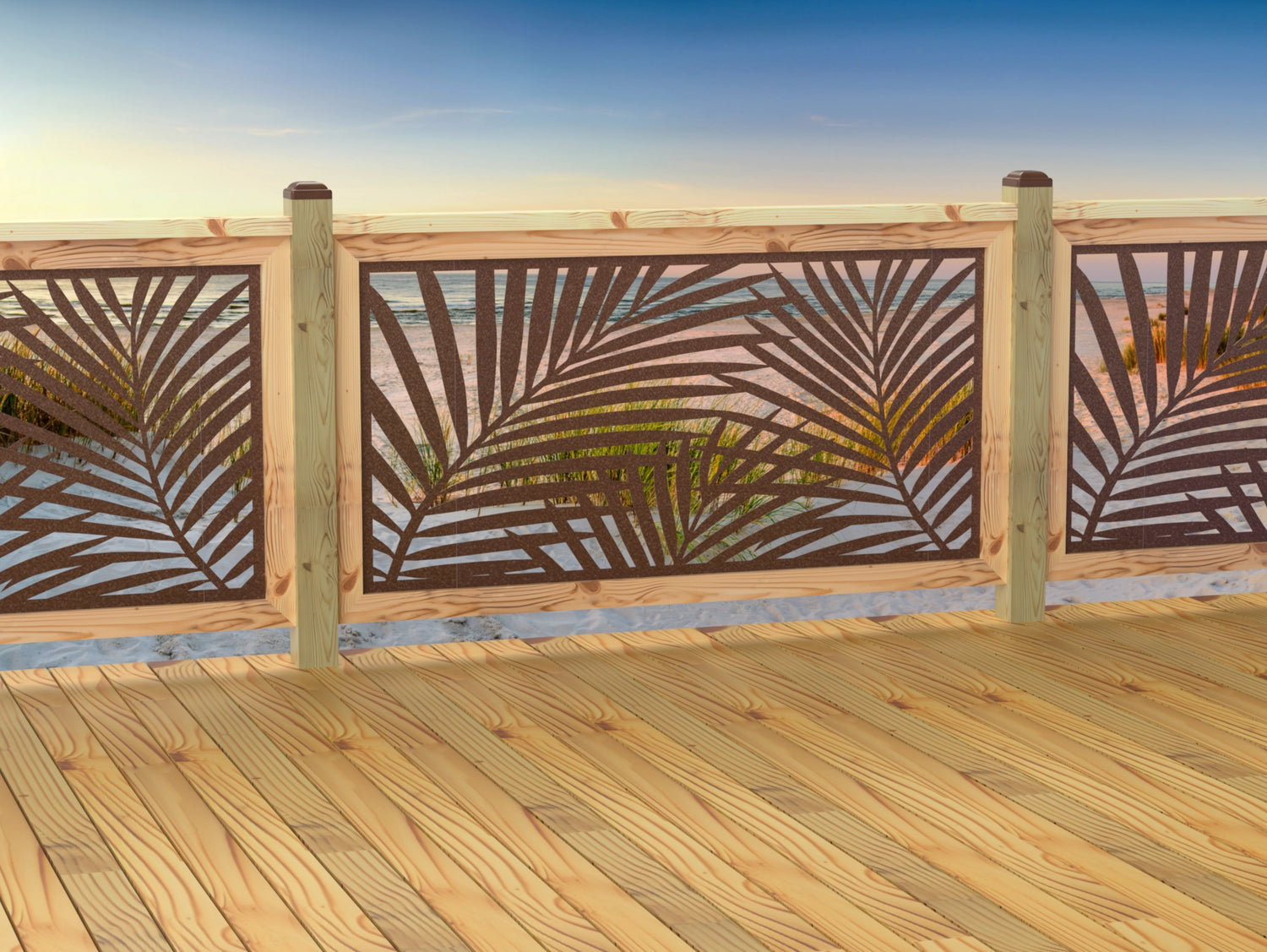 60"x30" - Palm Leaf Pattern Fence/Gate Panel Insert - Madison Iron and Wood