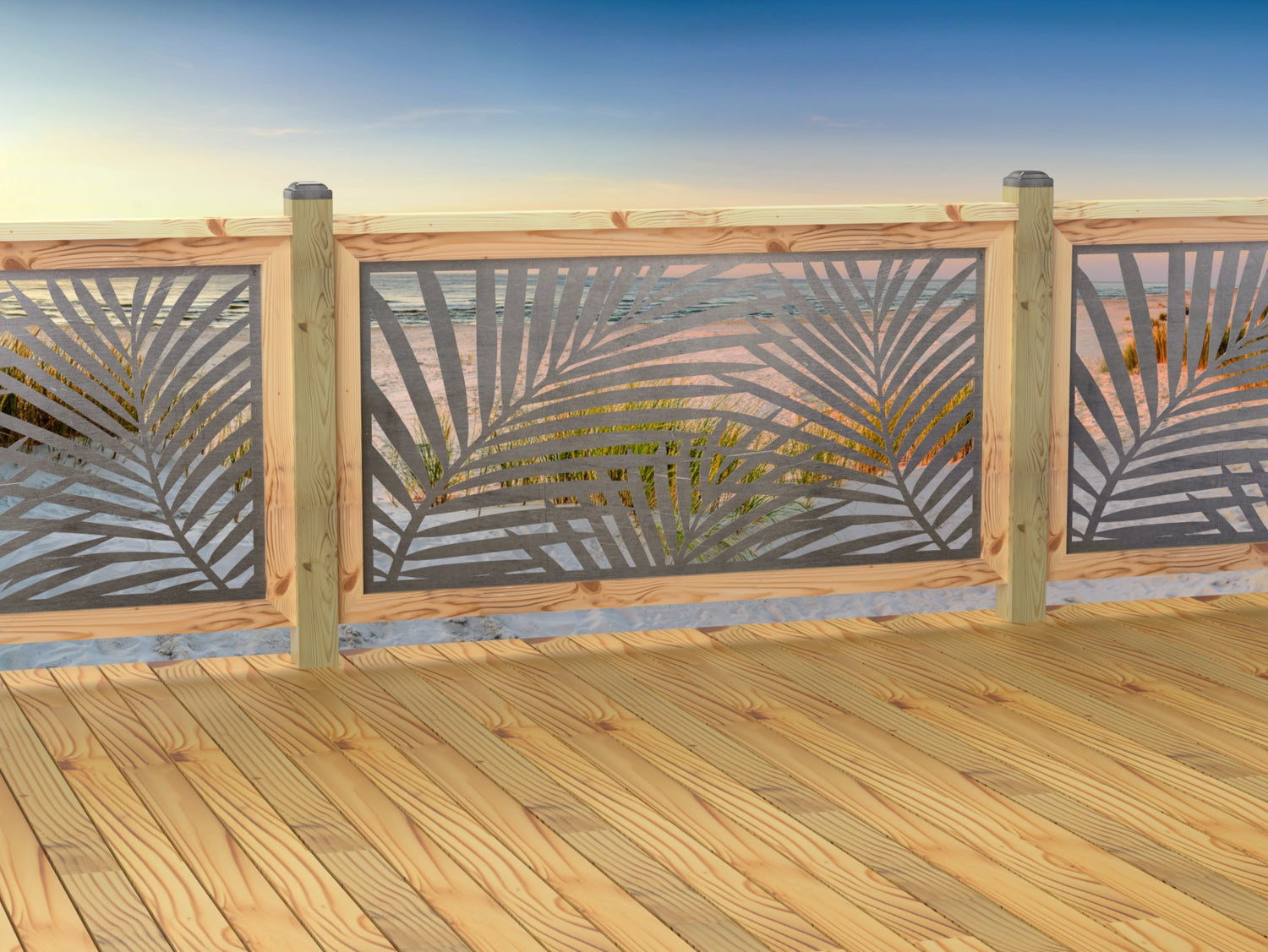 60"x30" - Palm Leaf Pattern Fence/Gate Panel Insert - Madison Iron and Wood