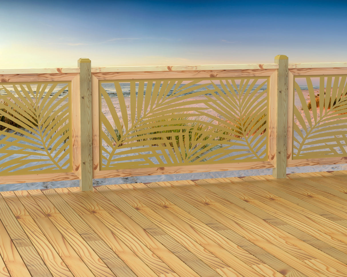 60"x30" - Palm Leaf Pattern Fence/Gate Panel Insert - Madison Iron and Wood