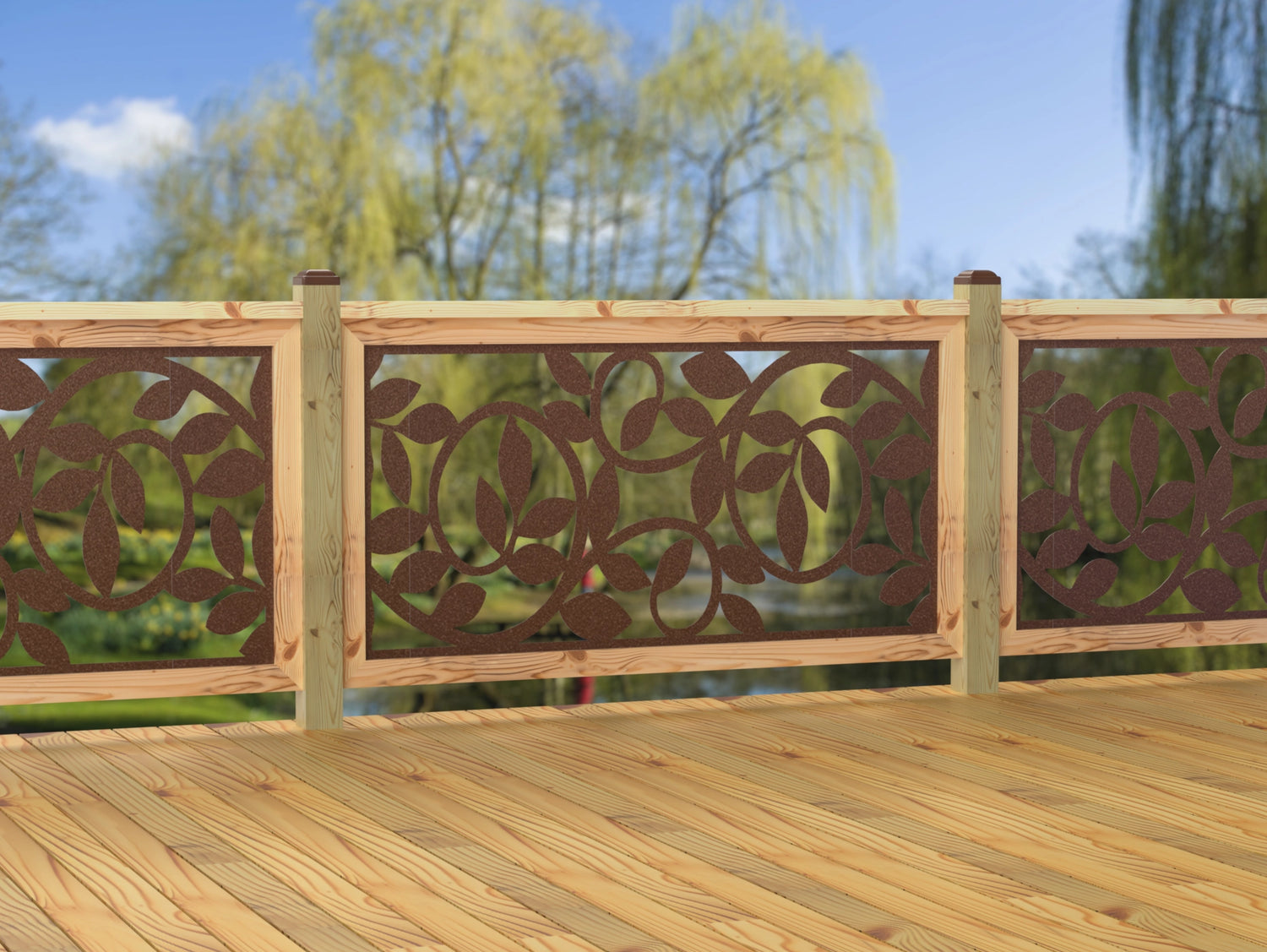 60"x30" - Vine Pattern Fence/Gate Panel Insert - Madison Iron and Wood