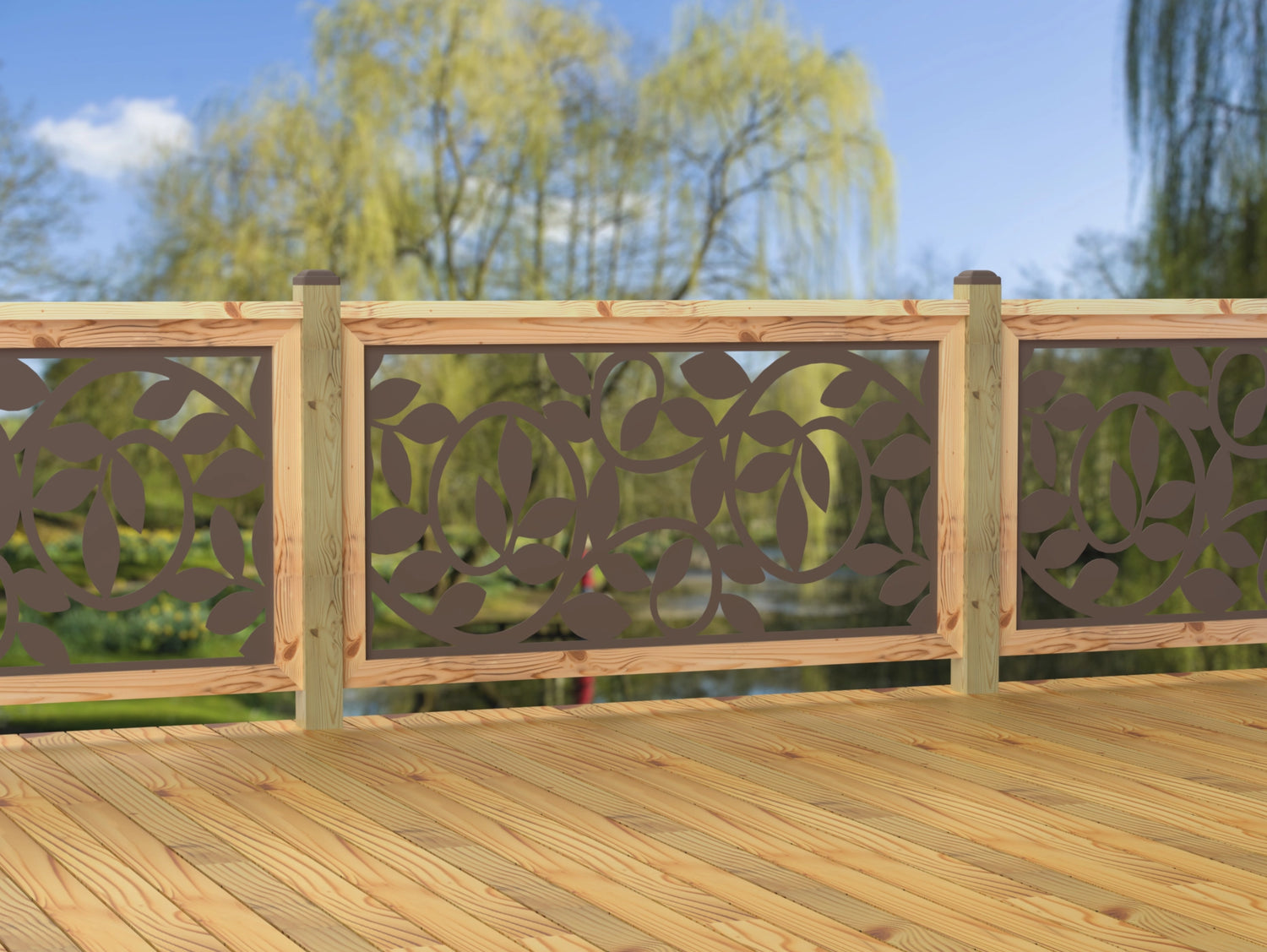 60"x30" - Vine Pattern Fence/Gate Panel Insert - Madison Iron and Wood