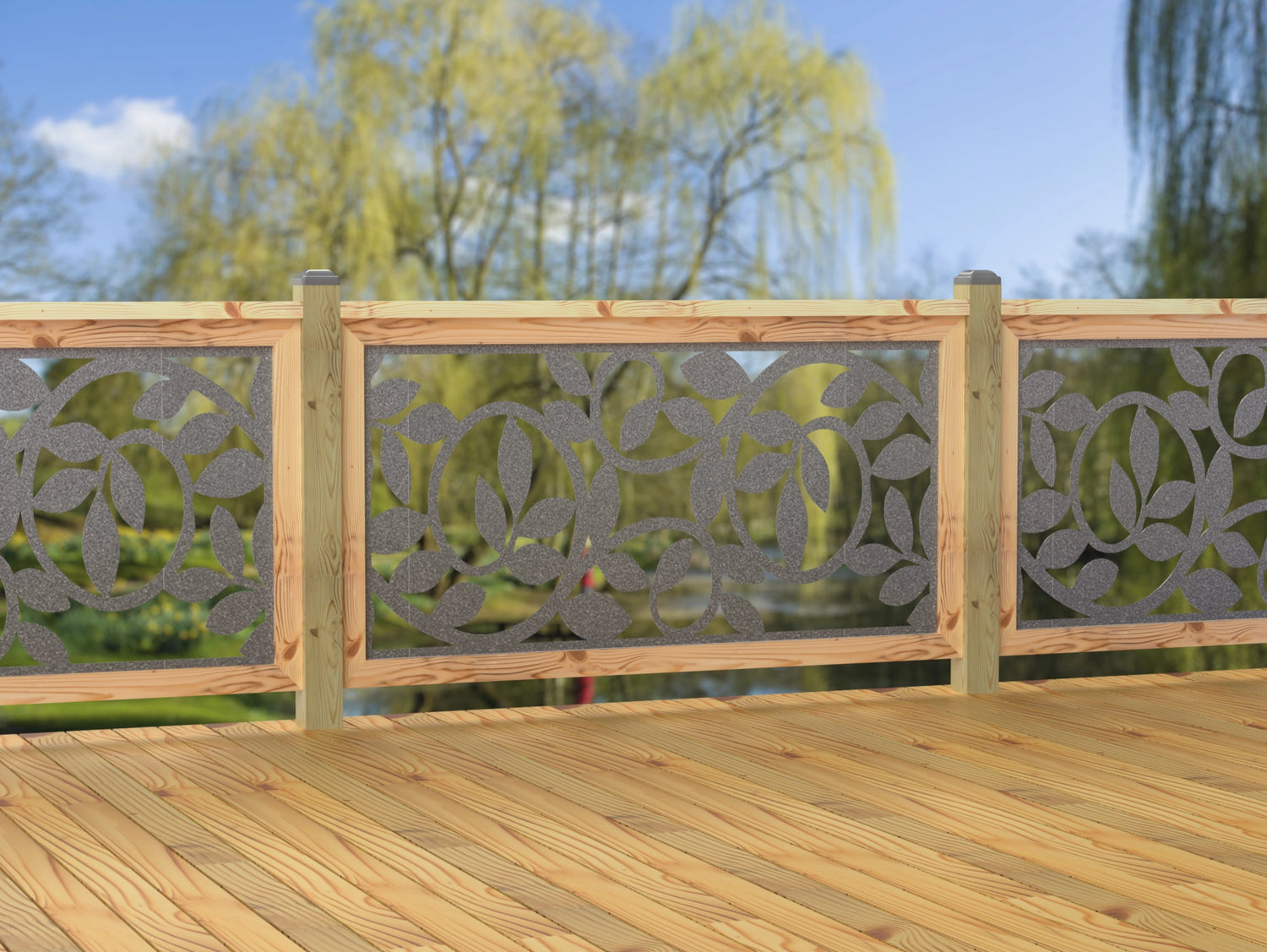 60"x30" - Vine Pattern Fence/Gate Panel Insert - Madison Iron and Wood
