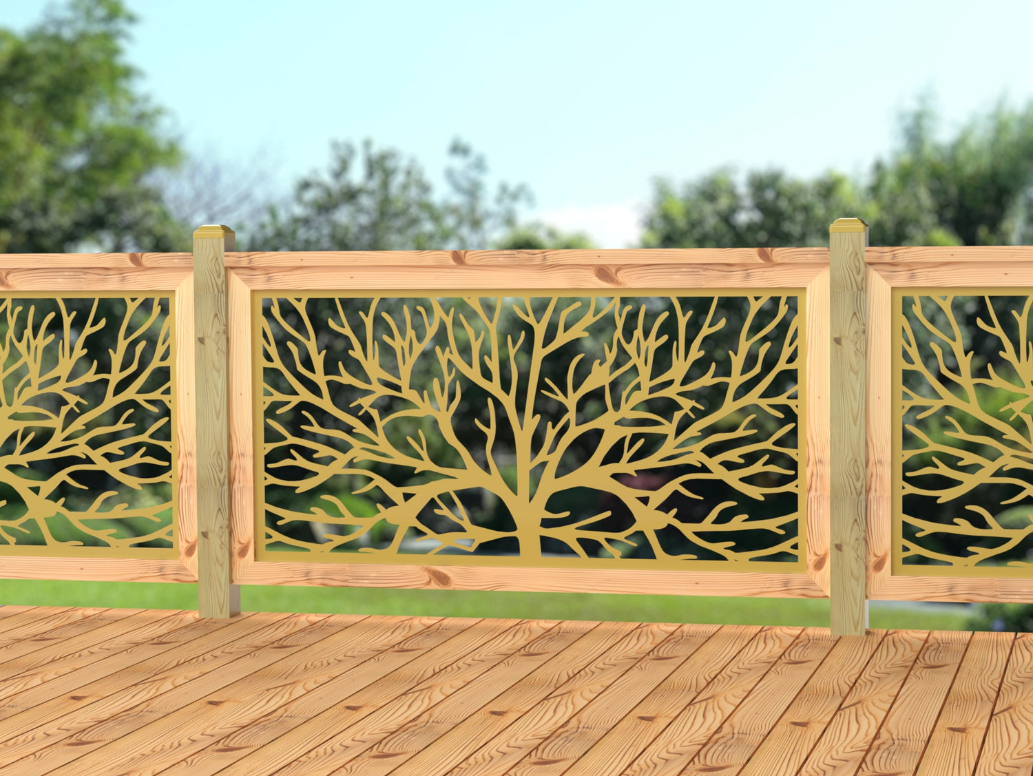 60"x30" - Bare Tree Fence/Gate Panel Insert - Madison Iron and Wood