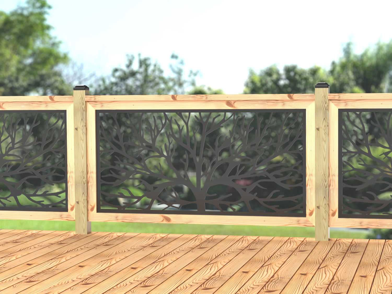 60"x30" - Bare Tree Fence/Gate Panel Insert - Madison Iron and Wood