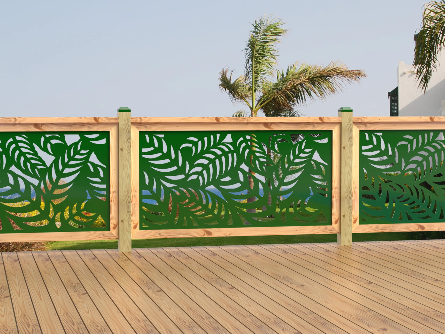 60"x30" - Budding Palm Leaf Pattern Fence/Gate Panel Insert - Madison Iron and Wood