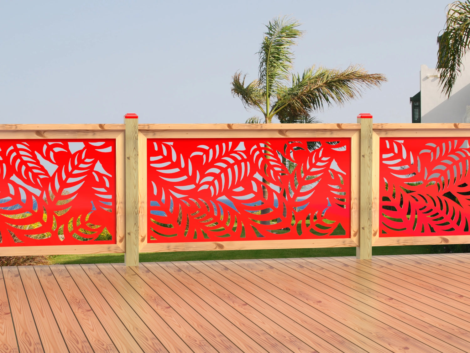 60"x30" - Budding Palm Leaf Pattern Fence/Gate Panel Insert - Madison Iron and Wood