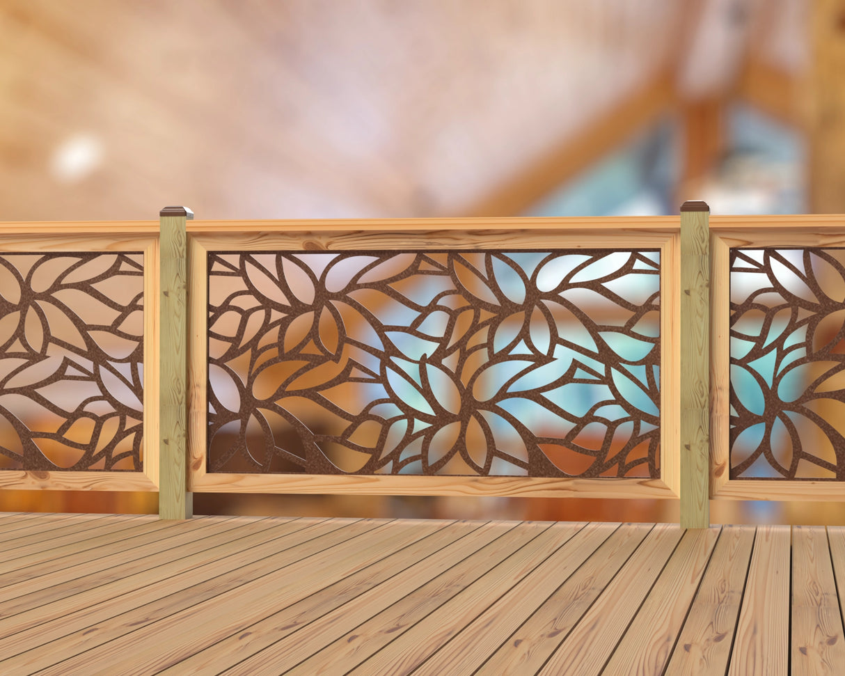 Inserto de panel de barandilla con diseño de hojas