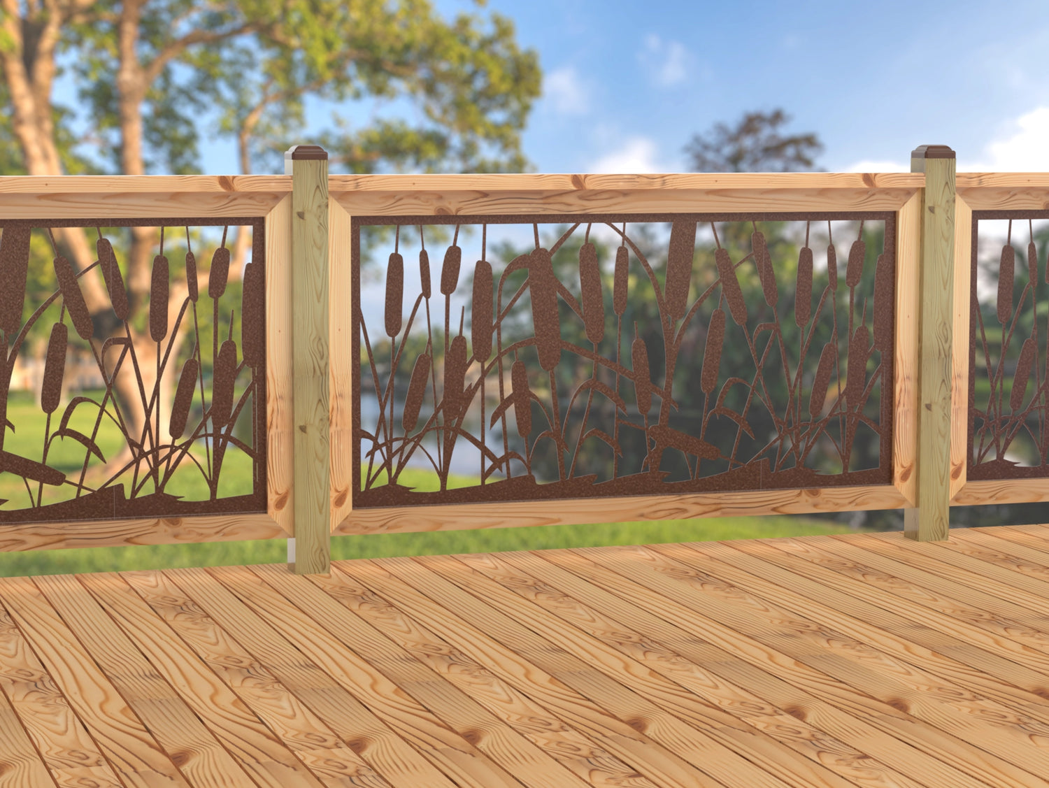 60"x30" - Cattails Fence/Gate Panel Insert - Madison Iron and Wood