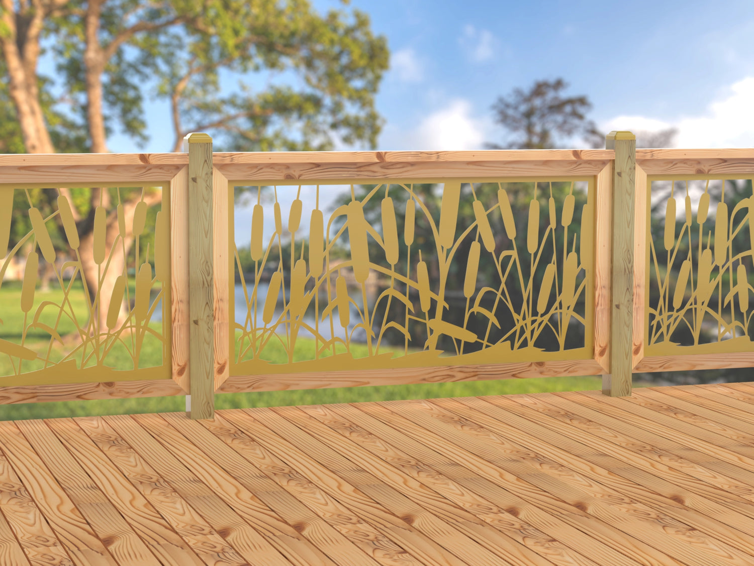 60"x30" - Cattails Fence/Gate Panel Insert - Madison Iron and Wood