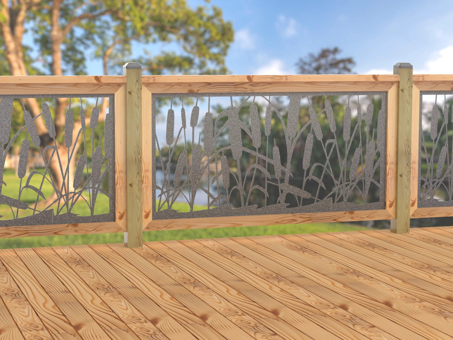 60"x30" - Cattails Fence/Gate Panel Insert - Madison Iron and Wood