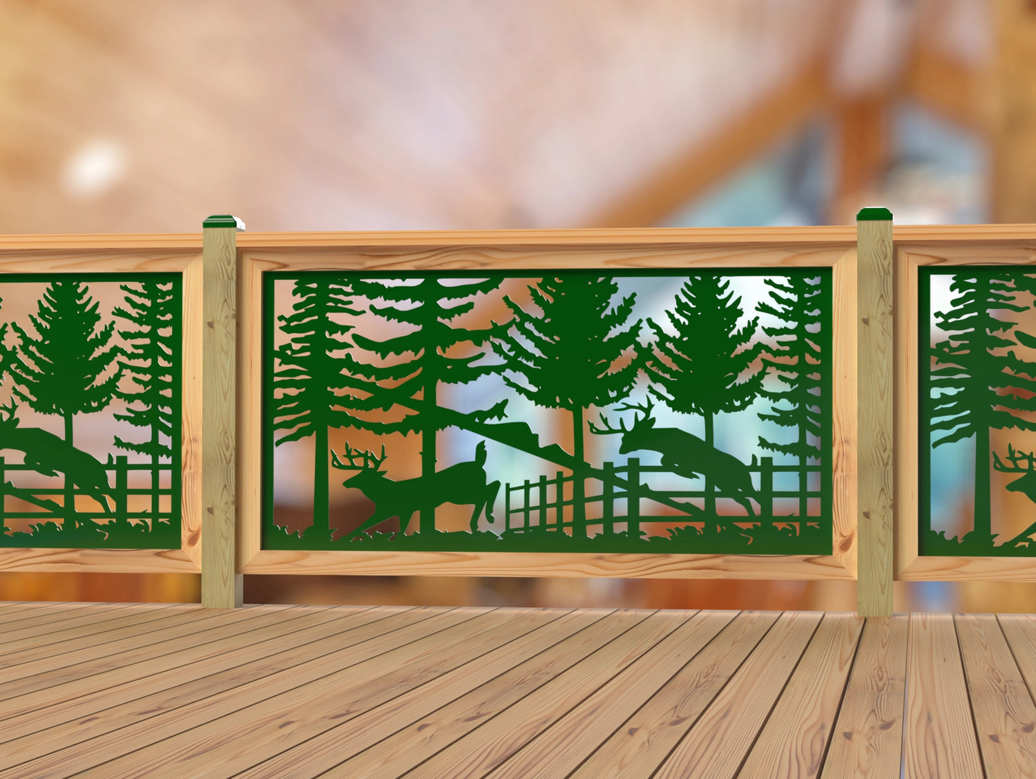 Deer Jumping Scene Railing Panel Insert